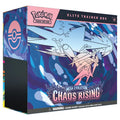 Pokémon trading card game Elite Trainer Box with Mega Evolution Chaos Rising design on a white background