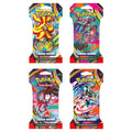 Four packs of Pokémon Chaos Rising trading card game on a white background