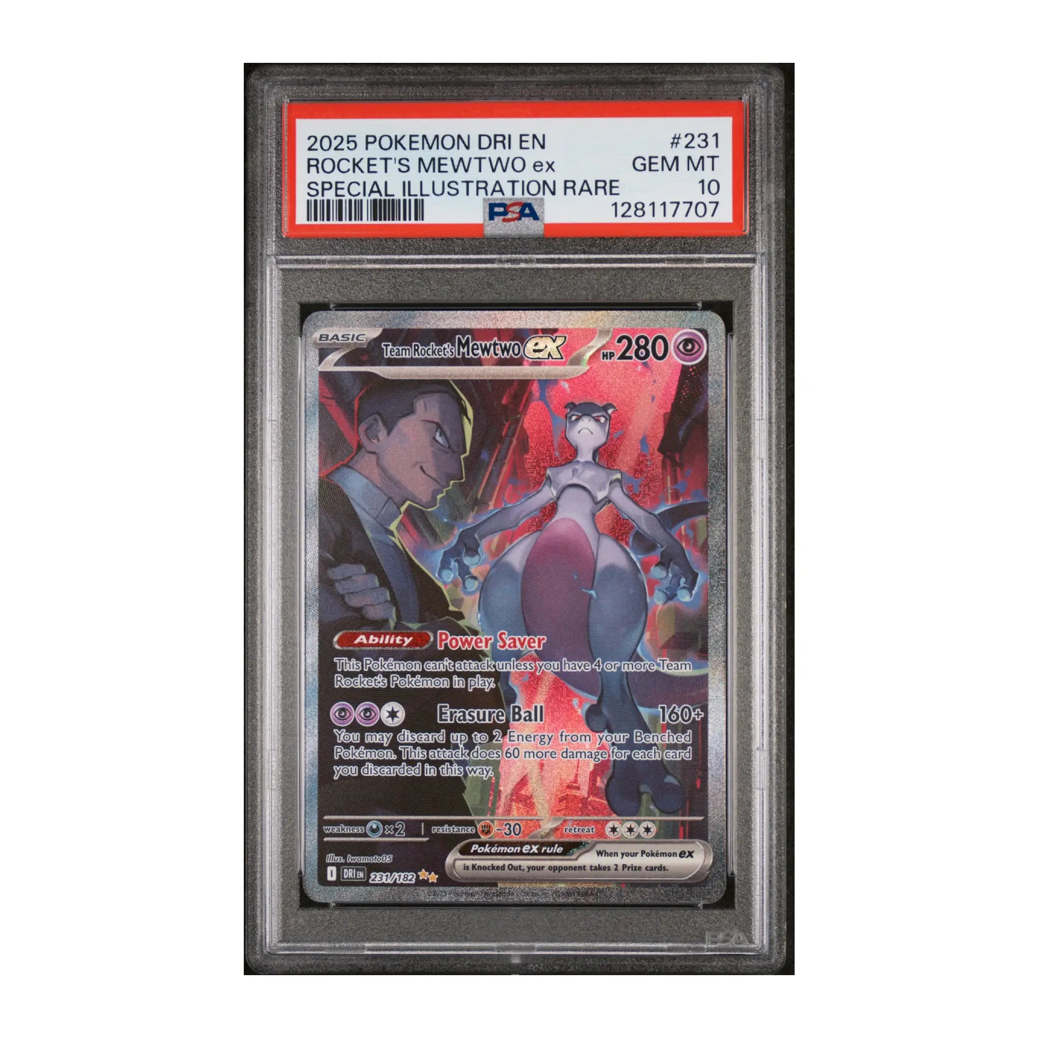 Pokemon TCG: Rockets Mewtwo ex 231 SIR + Free Slab Bumper [PSA 10]