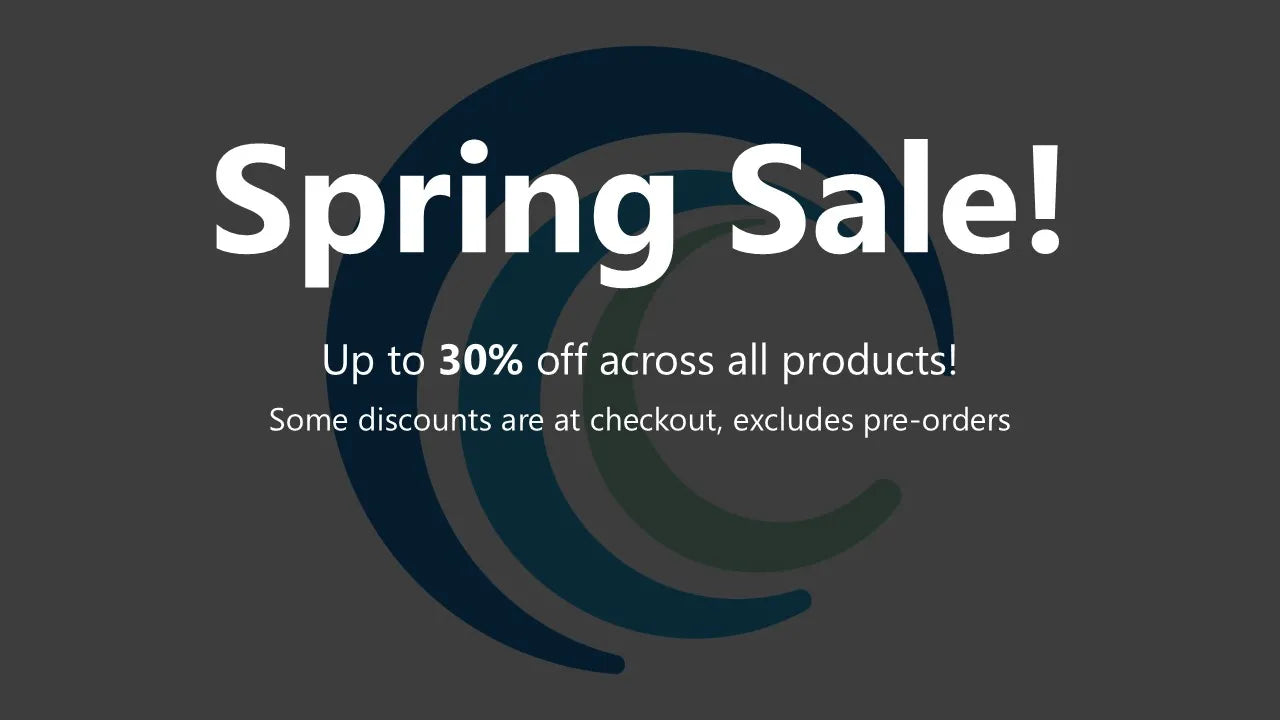 Spring sale advertisement with text on a dark background