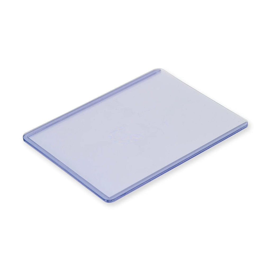 Clear plastic tray with blue rim on a white background