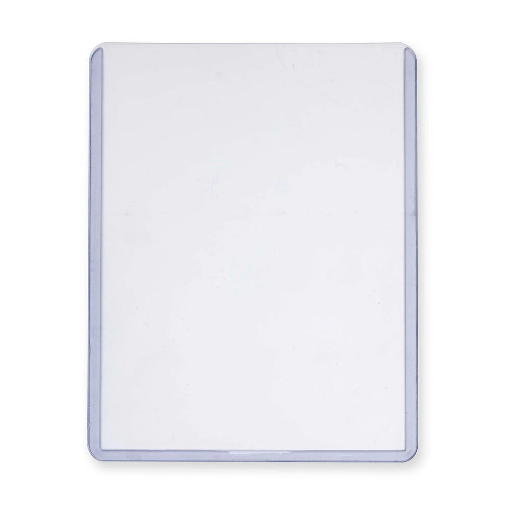 Rectangular white object with a purple border on a white background